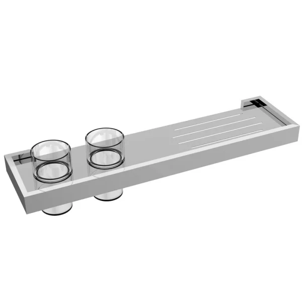 Just Taps Athena Twin Tumbler Holder With Shelf Chrome