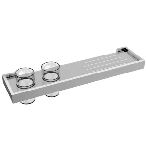 Just Taps Athena Twin Tumbler Holder With Shelf Chrome