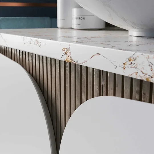 Crosswater Tambour 600mm Worktop Gold Vein Estatuario detail view - Image 2