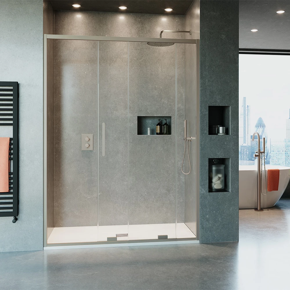 Crosswater Optix Sliding Door 1400 Box A Brushed Nickel