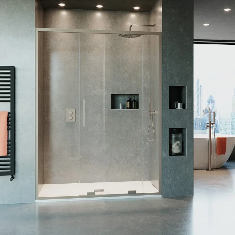 Crosswater Optix Sliding Door 1400 Box A Brushed Nickel product image - Image 1