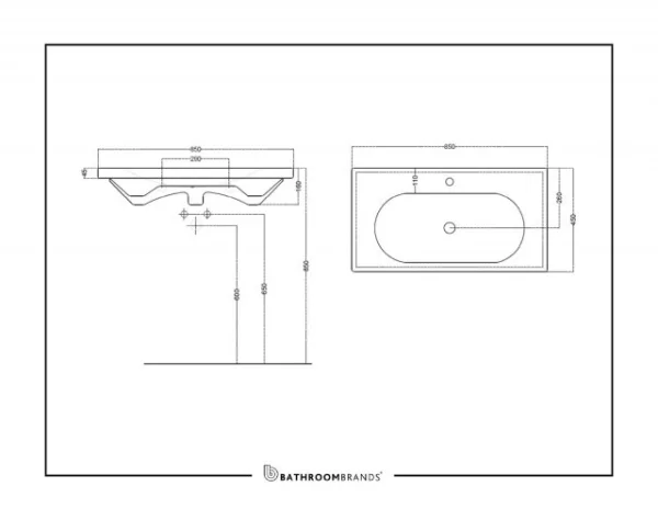 Britton Shoreditch Origin 850mm Basin 1 Tap Hole White