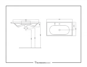 Britton Shoreditch Origin 850mm Basin 1 Tap Hole White