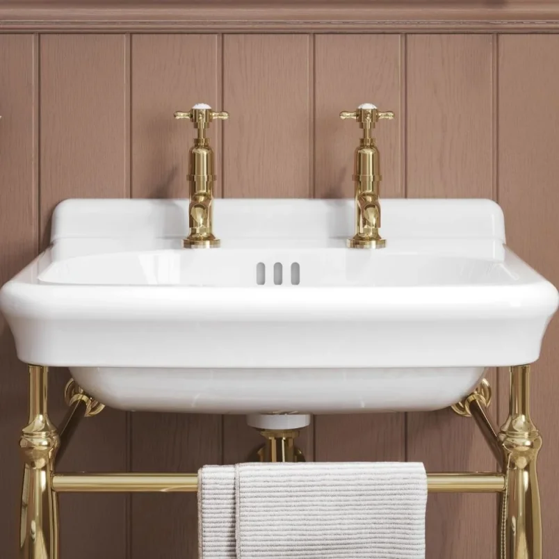 Burlington Guild Basin Pillar Tap (long Nose) Gold detail view - Image 2
