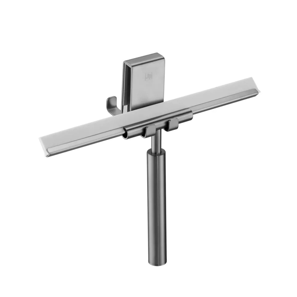 Just Taps Shower Squeegee And Towel Hook Brushed Black product image - Image 1