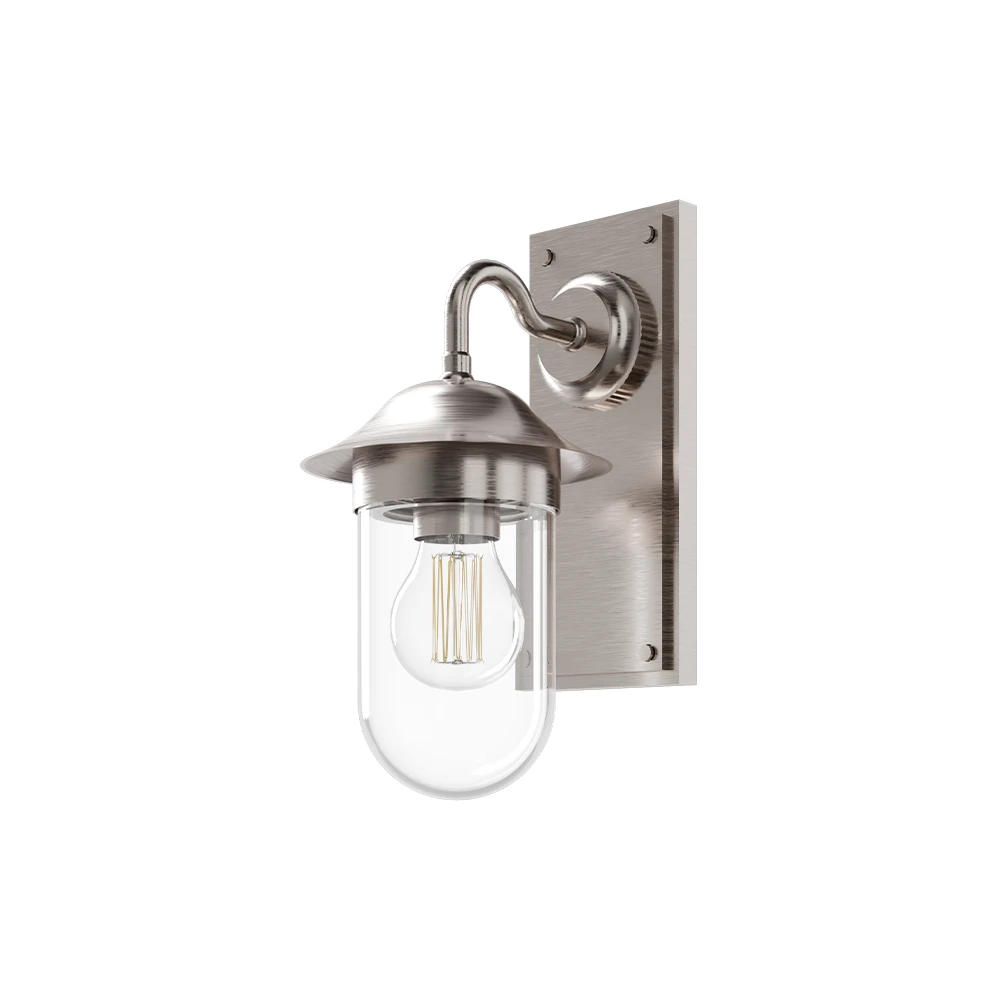 Burlington Guild Wall Light & Clear Glass Brushed Nickel