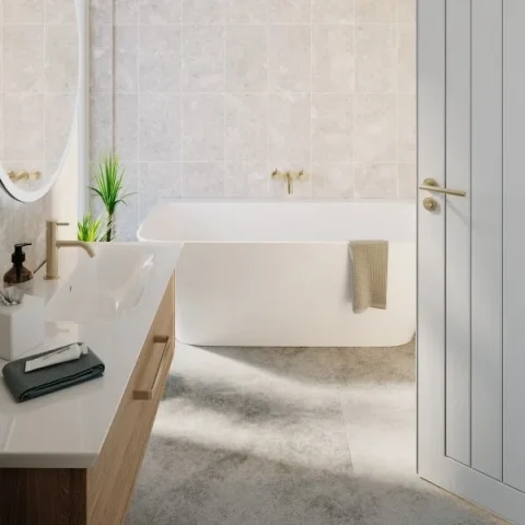 Crosswater MPRO Bath 3 Hole Trim Set Brushed Brass detail view - Image 2