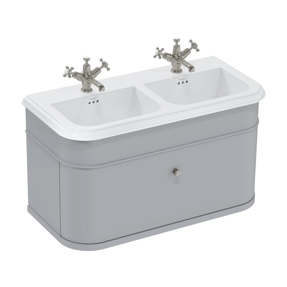 Burlington Chalfont Ceramic Double Basin 1000mm 1 Tap Hole