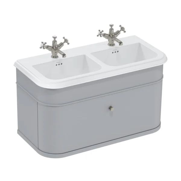 Burlington Chalfont Ceramic Double Basin 1000mm 1 Tap Hole