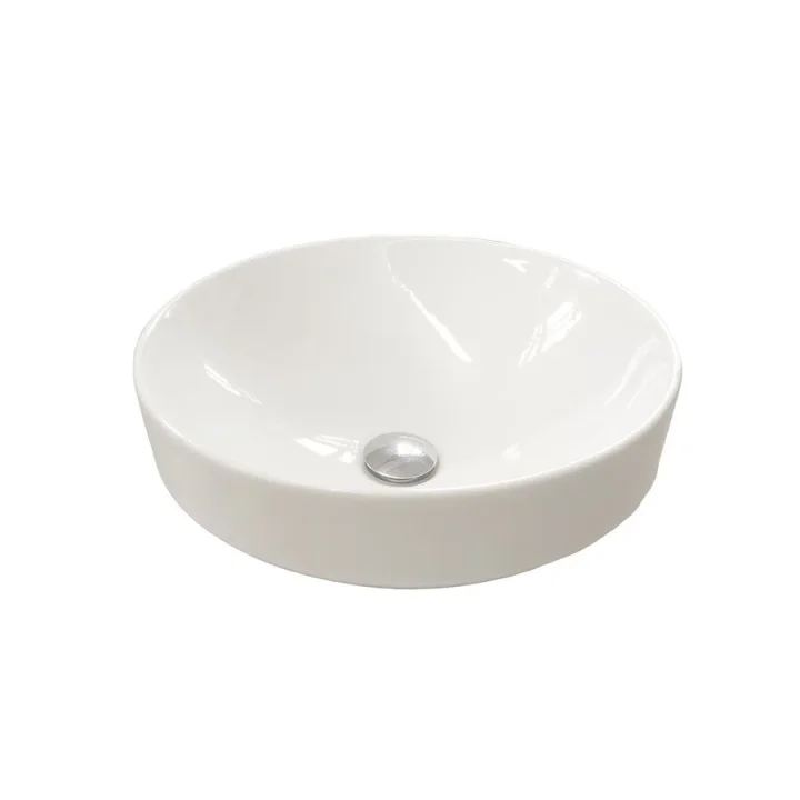 Britton Semi-inset Thin Countertop Basin 400mm 0th Gloss White detail view - Image 2
