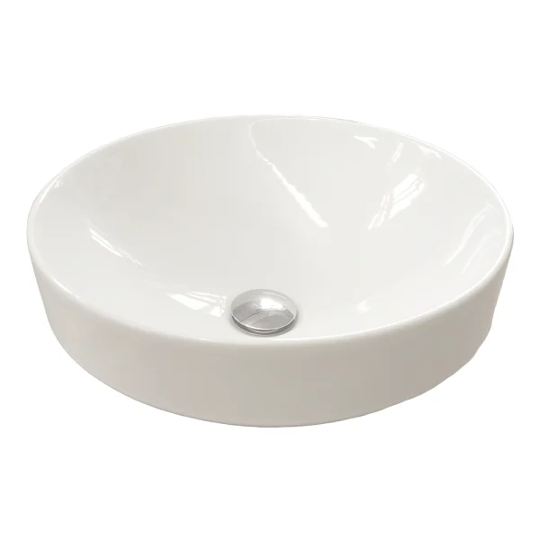 Britton Semi-inset Thin Countertop Basin 400mm 0th Gloss White
