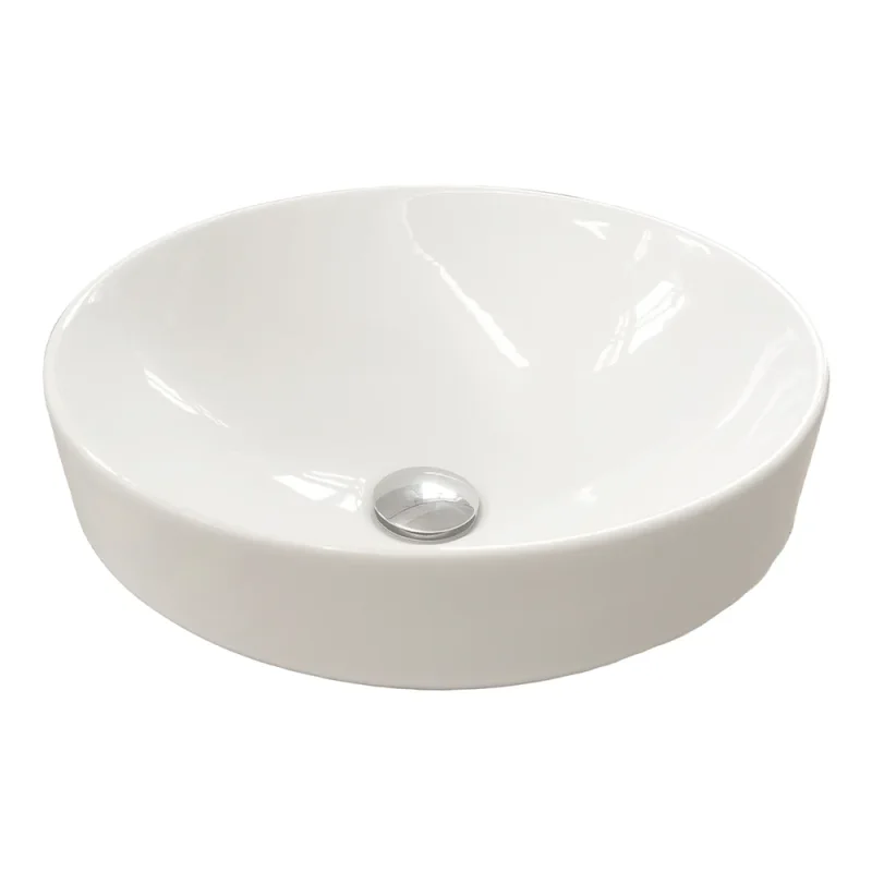Britton Semi-inset Thin Countertop Basin 400mm 0th Gloss White product image - Image 1