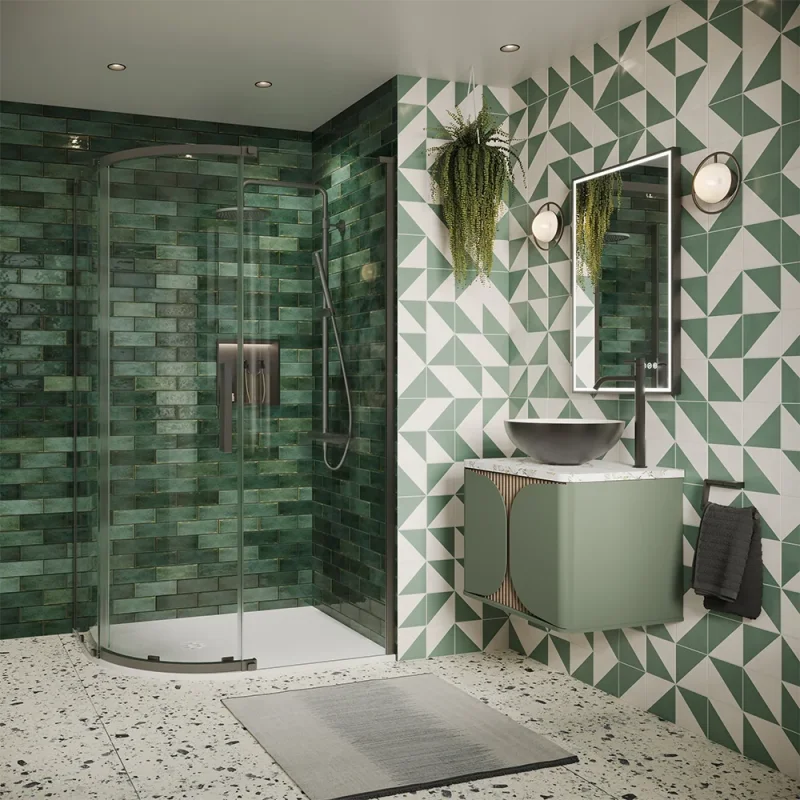 Crosswater Asura 8mm Quadrant Single Door A 1000 x 800 Fixed Panels Slate product image - Image 1