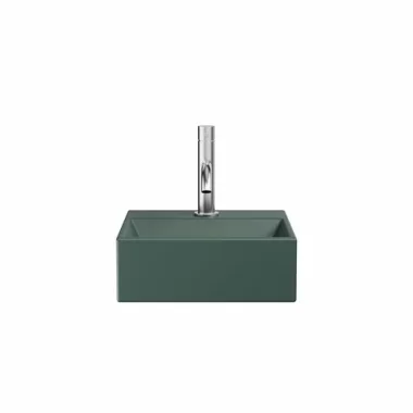 Crosswater Beck Cloakroom Basin Including Free Flow Waste 1 Tap Hole 300 x 300mm Green Matt detail view - Image 2