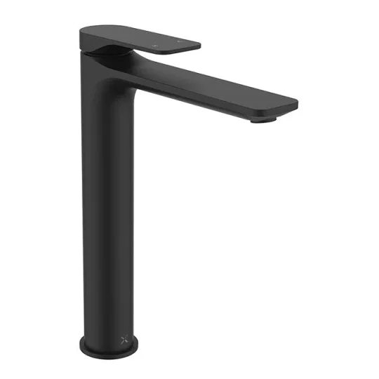 Crosswater Fuse Tall Basin Monobloc With Clicker Waste Matt Black detail view - Image 3
