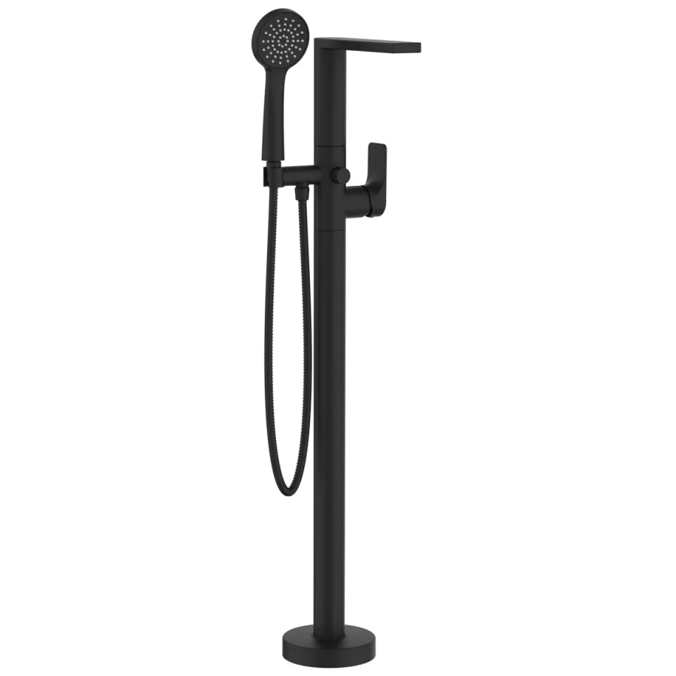 Crosswater Fuse Bath Shower Mixer Floor Standing Matt Black detail view - Image 2