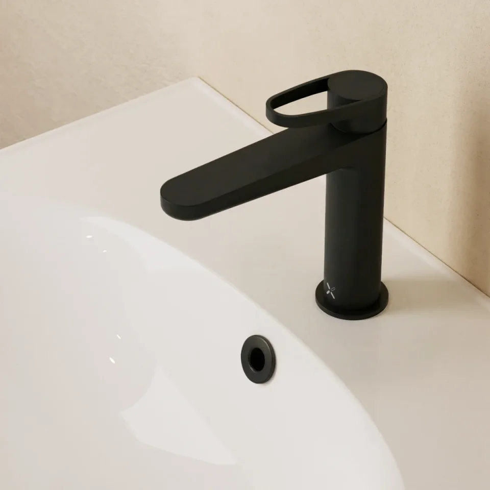 Crosswater Lazo Basin Monobloc Matt Black detail view - Image 3