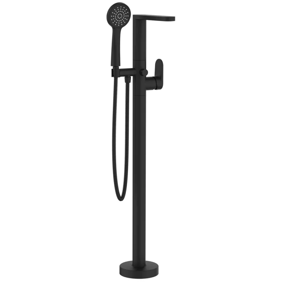Crosswater Drift Bath Shower Mixer Floor Standing Matt Black detail view - Image 2