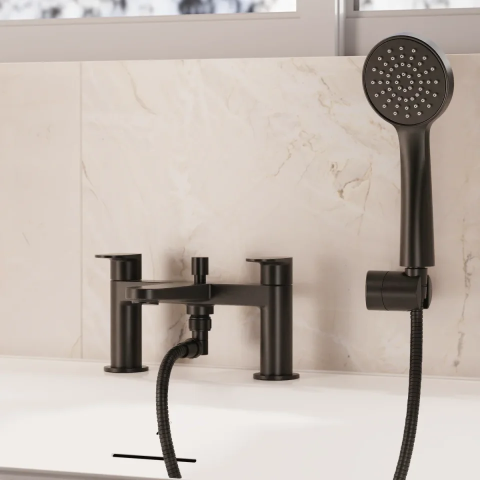 Crosswater Drift Bath Shower Mixer Matt Black detail view - Image 3