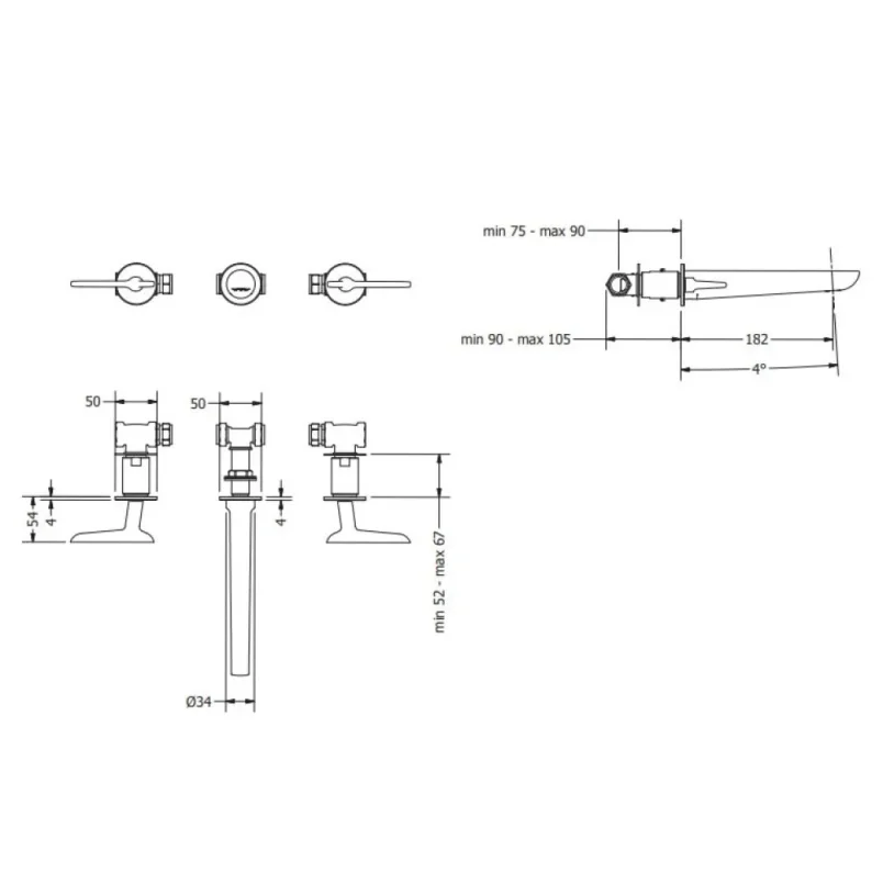 Crosswater Foile Basin 3 Hole Set Brushed Brass detail view - Image 3