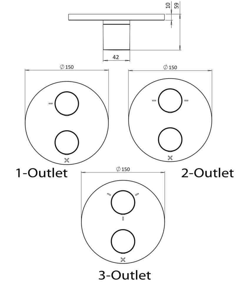 Crosswater Crossbox Lazo 2 Outlet Trim & Levers Brushed Brass detail view - Image 2