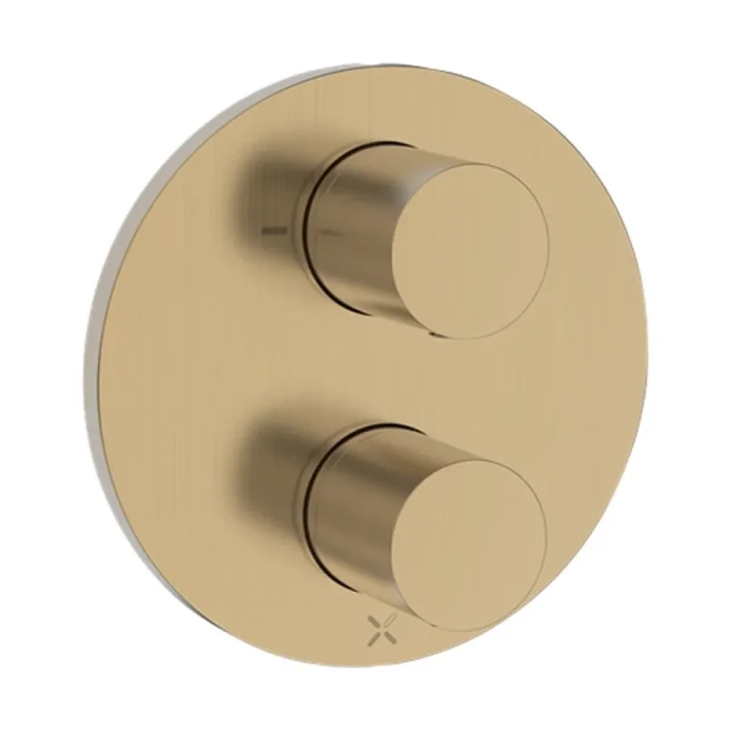 Crosswater Crossbox Lazo 2 Outlet Trim & Levers Brushed Brass detail view - Image 3