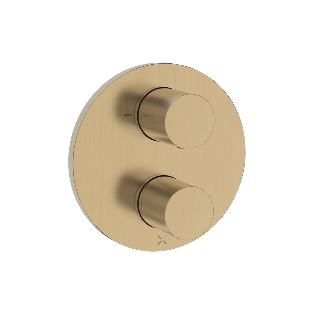 Crosswater Crossbox Lazo 2 Outlet Trim & Levers Brushed Brass