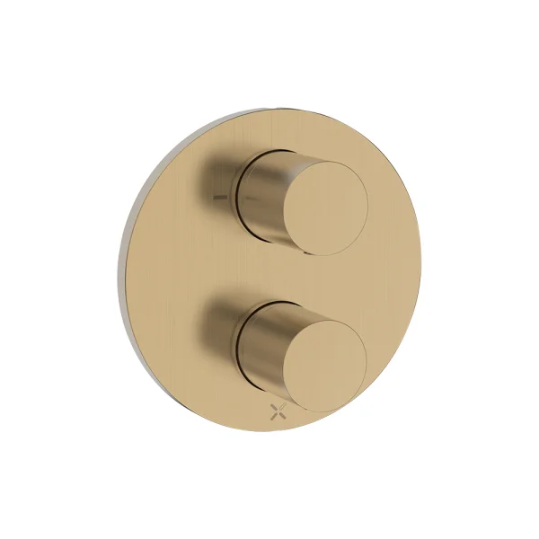Crosswater Crossbox Lazo 2 Outlet Trim & Levers Brushed Brass