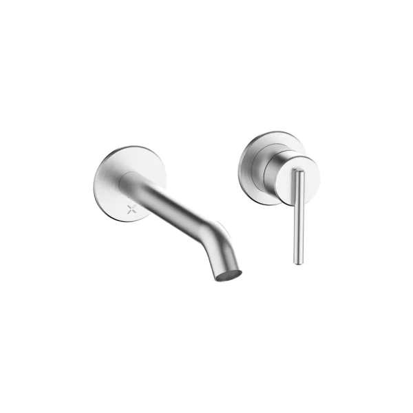 Crosswater 3ONE6 Lever Basin 2 Hole Set Wall Mounted Stainless Steel