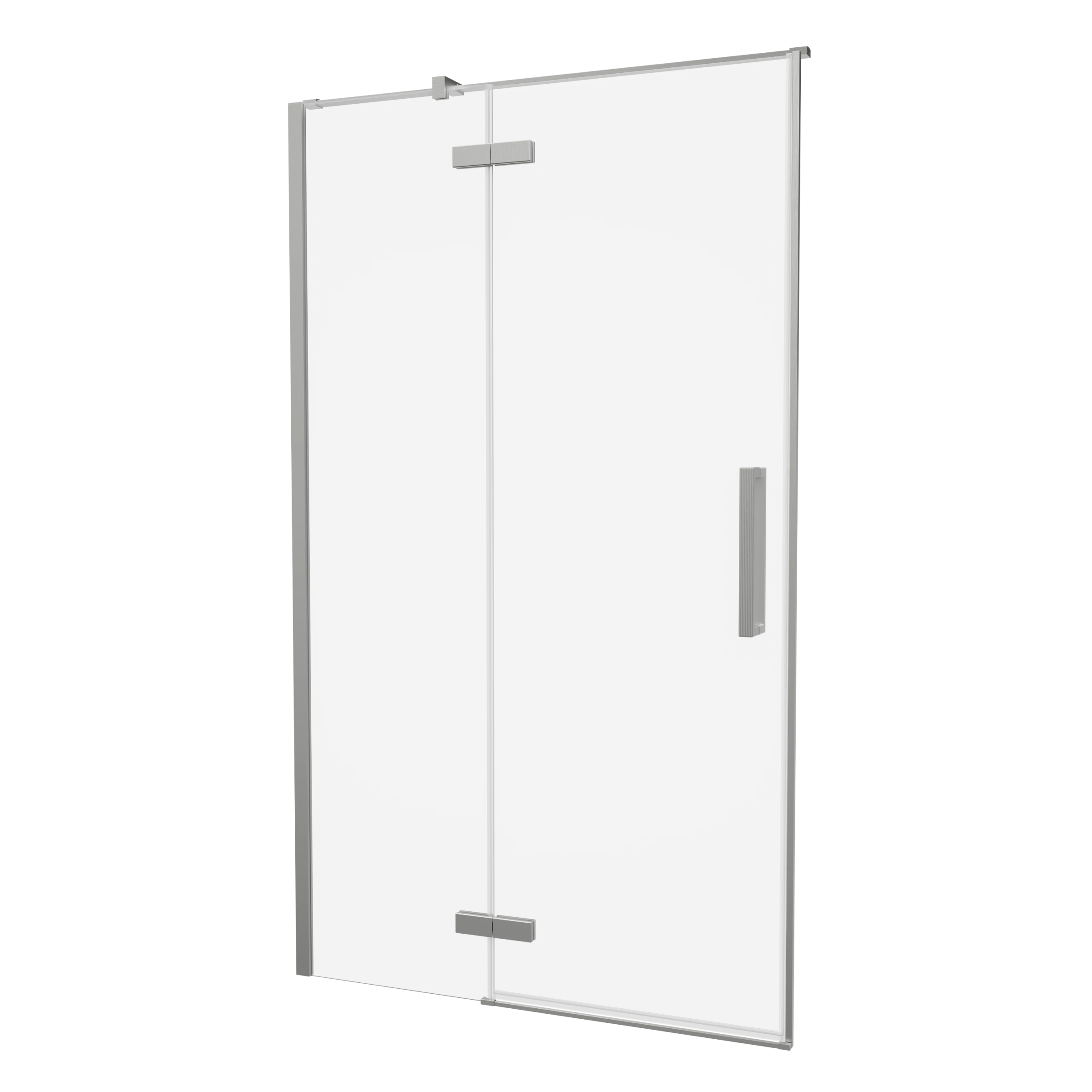 Crosswater Asura Hinged Door with Inline Fixed Panel 1400 Brushed Nickel