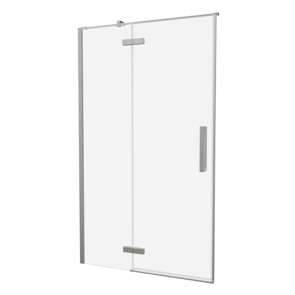 Crosswater Asura Hinged Door with Inline Fixed Panel 1400 Brushed Nickel product image - Image 1