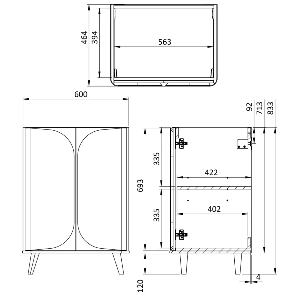 Crosswater Tamobour 600mm Floorstanding Vanity With Doors White Matt detail view - Image 2
