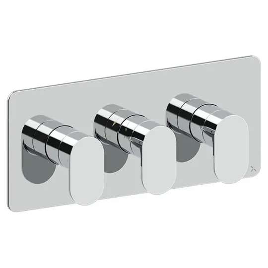 Crosswater Drift 2 Outlet 3 Handle Landscape Valve & Trimset Chrome detail view - Image 2