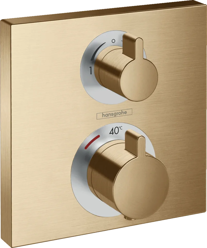 Hansgrohe Ecostat Square Thermostatic Mixer For Concealed Installation For 2 Outlets Brushed Bronze detail view - Image 2