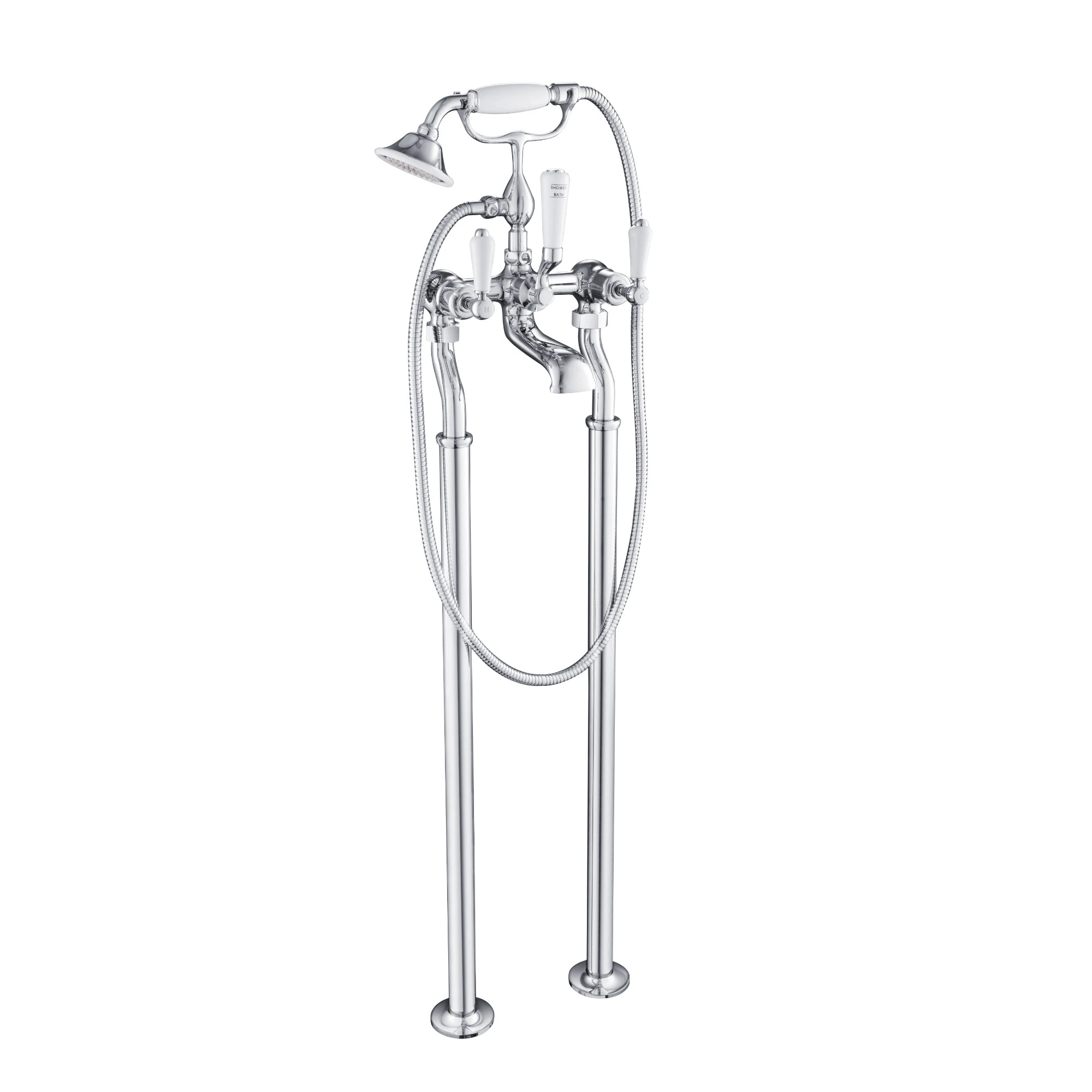 Just Taps Grosvenor Lever Freestanding Bath Shower Mixer With Kit Chrome