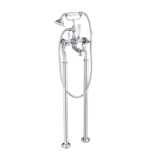 Just Taps Grosvenor Lever Freestanding Bath Shower Mixer With Kit Chrome