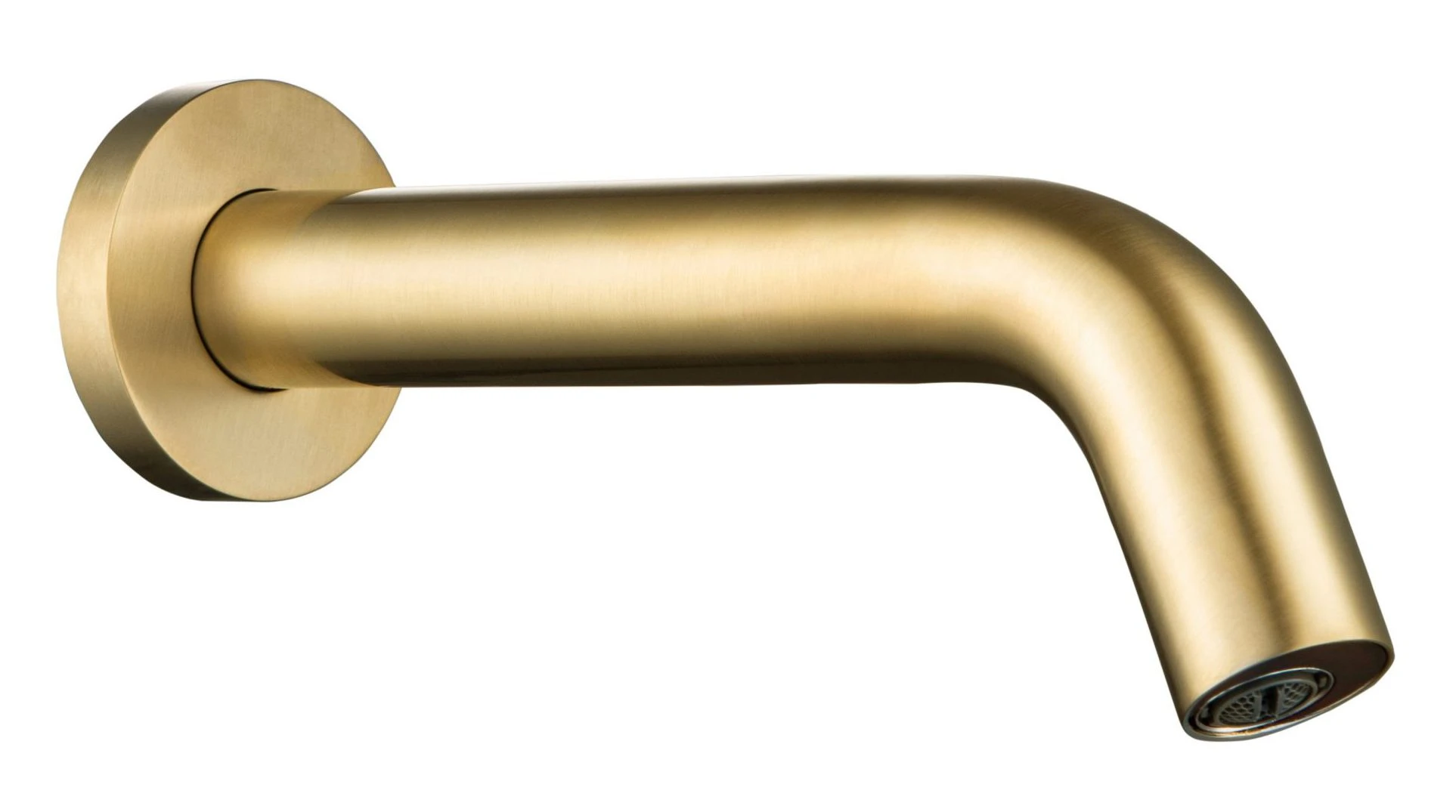 Just Taps React Sensor Wall Spout Mains And Battery Operated Brushed Brass
