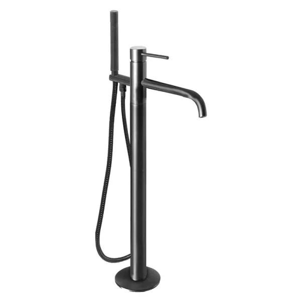 Just Taps Vos Floor Standing Bath Mixer With Kit Designer Handle Brushed Black
