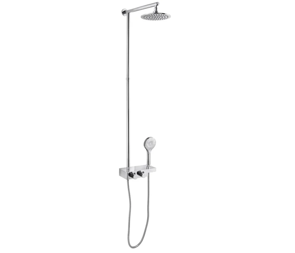 Just Taps Thermostatic Vertical Straight Shower Pole With Overhead Shower product image - Image 1