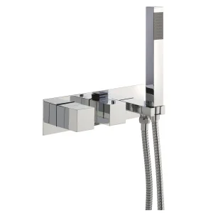 Just Taps Athena Thermostatic Concealed 2 Outlet Valve With Handset Chrome