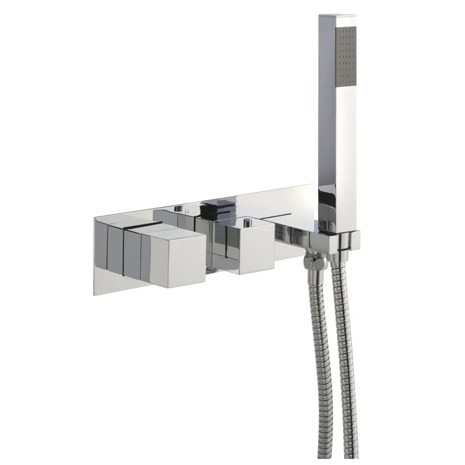 Just Taps Athena Thermostatic Concealed 2 Outlet Valve With Handset Chrome product image - Image 1