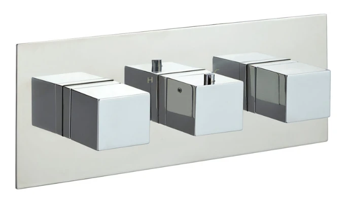 Just Taps Athena Square Horizontal Shower Valve 2 Outlets Chrome