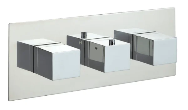 Just Taps Athena Square Horizontal Shower Valve 2 Outlets Chrome