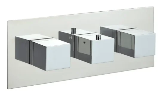Just Taps Athena Square Horizontal Shower Valve 2 Outlets Chrome product image - Image 1