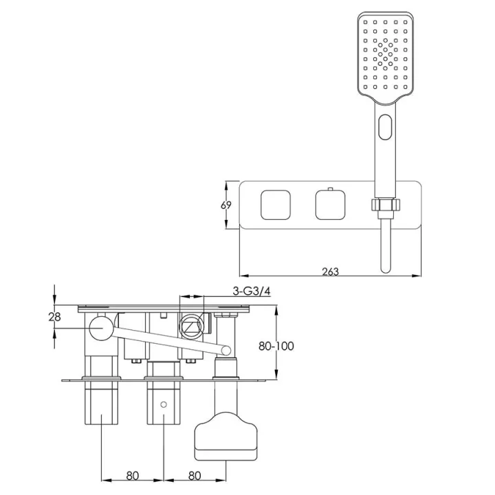 Just Taps Hix Thermostatic Concealed 2 Outlet Shower Valve detail view - Image 2