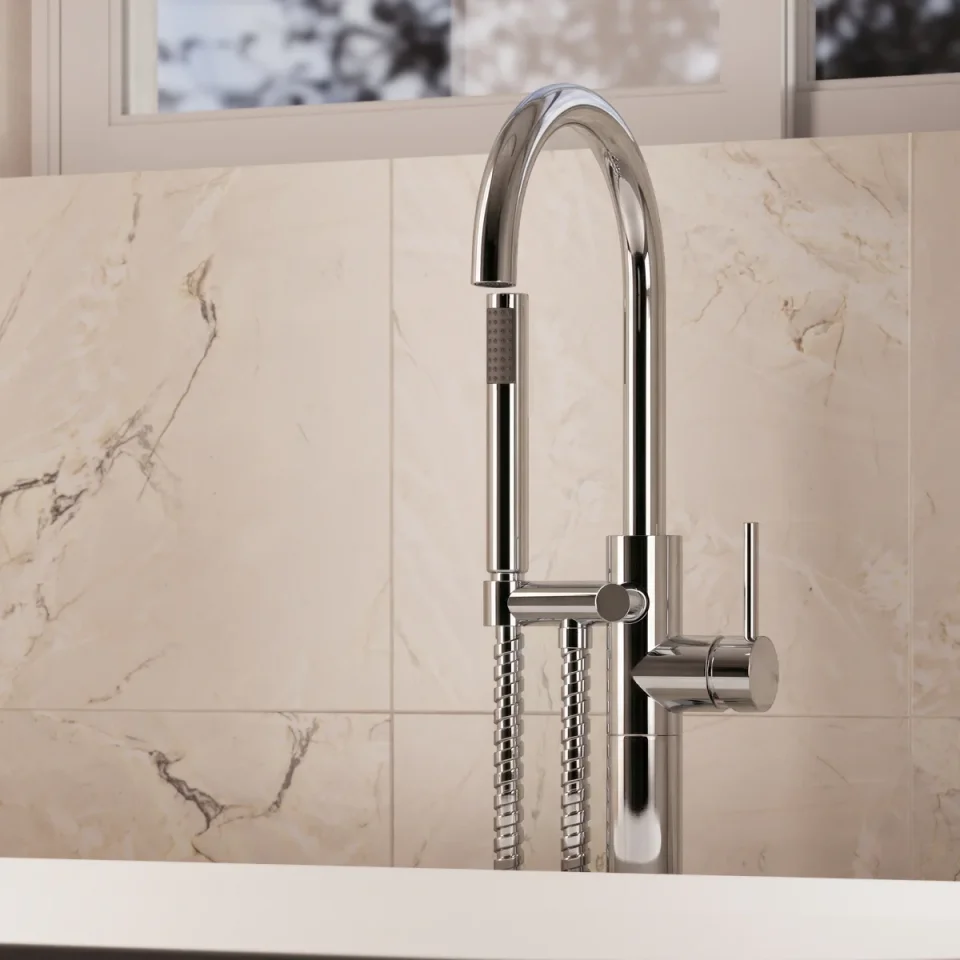 Crosswater Fusion Bath Shower Mixer with Kit Chrome detail view - Image 4