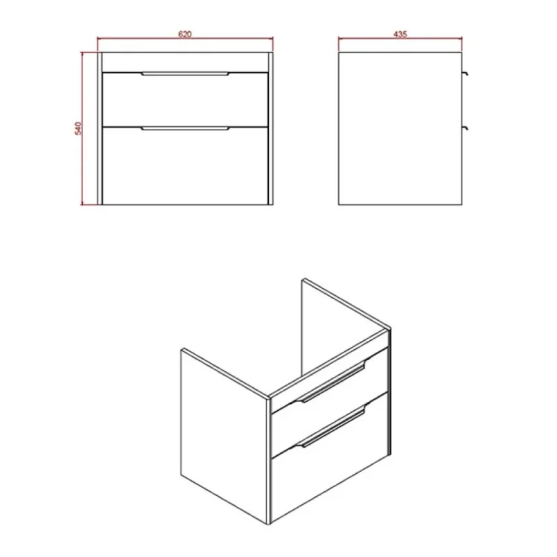 Britton Shoreditch Double Drawer Unit 650mm Matt White detail view - Image 2