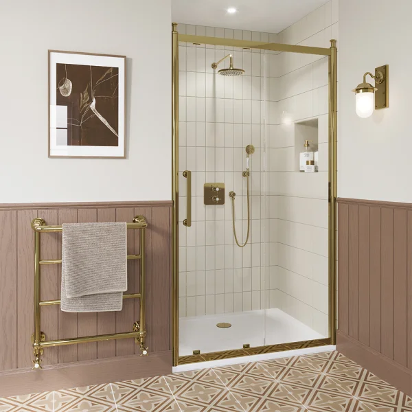 Burlington Classique Sliding Door B 1400 Fixed Panel Gold