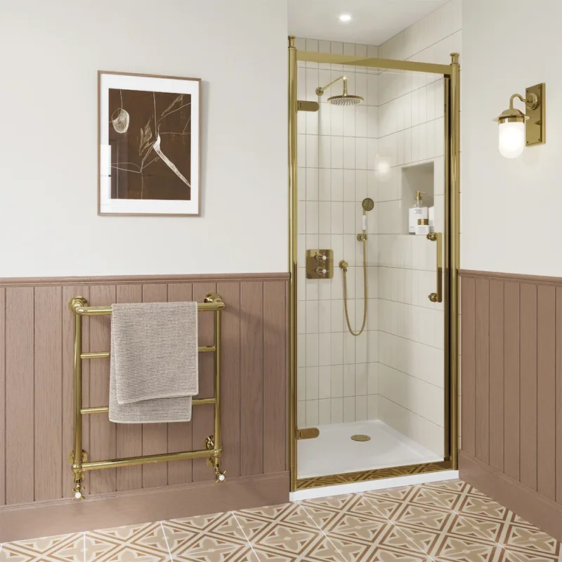 Burlington Classique Hinged Door 900 Gold product image - Image 1