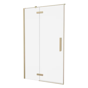 Crosswater Asura Hinged Door with Inline Fixed Panel 1400 Brushed Brass